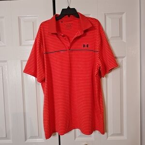 Under Armour Men’s Playoff 2.0 UPF 40 Golf Polo Shirt Orange/Blue  Sz XXL EUC